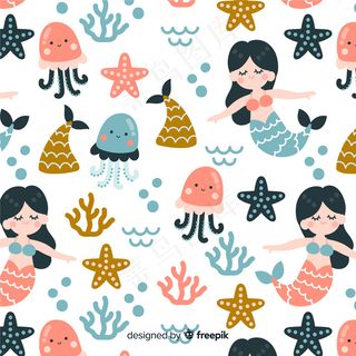 手绘美人鱼图案