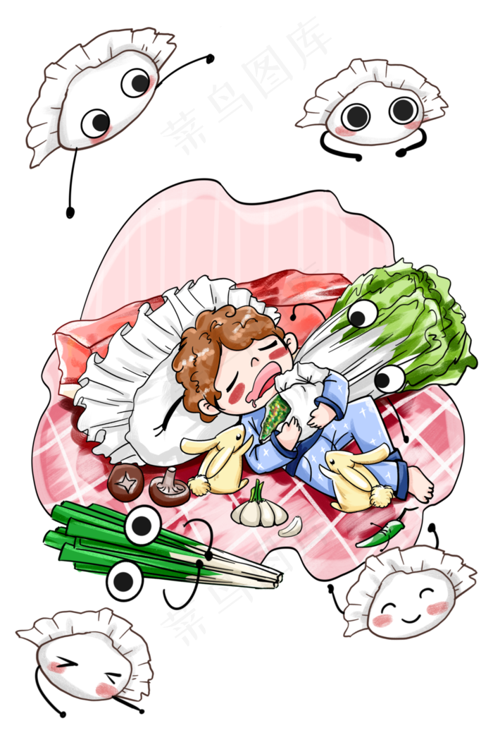 立冬可爱饺子拟人