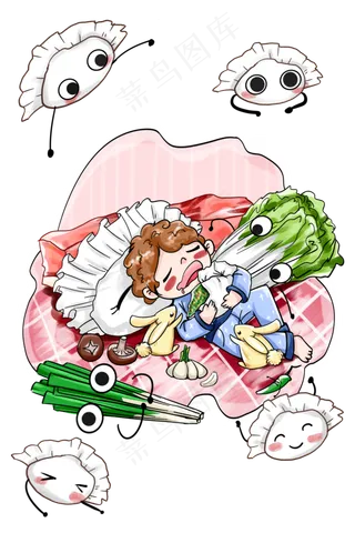 立冬可爱饺子拟人