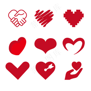 情人节七夕爱心心形图标