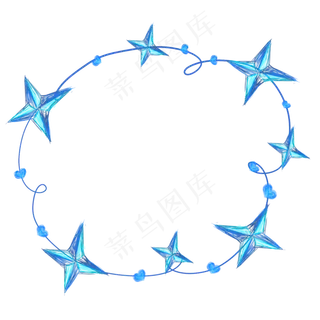 线条蓝色星星文字框