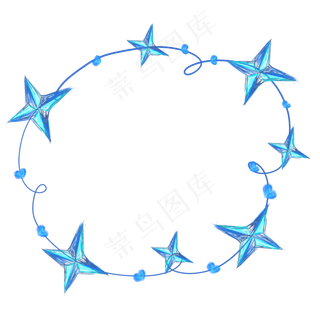 线条蓝色星星文字框