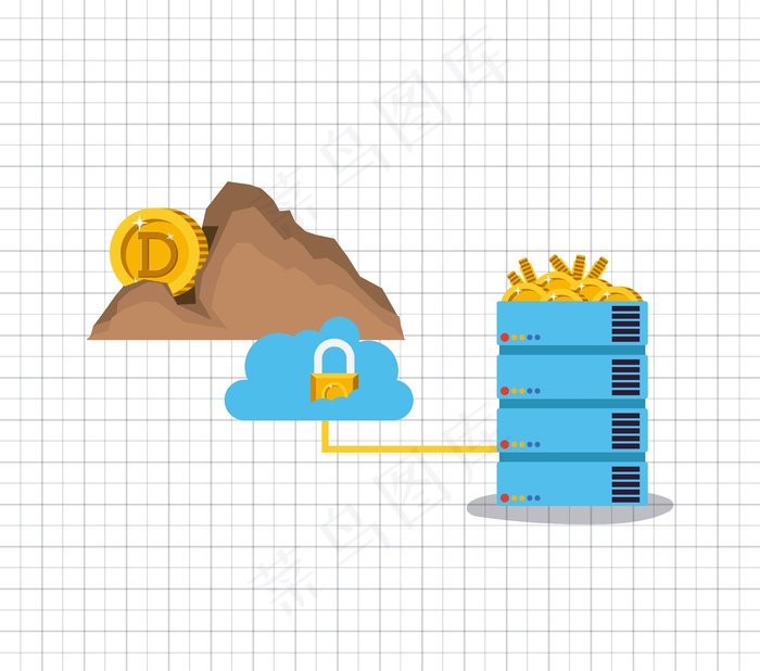 Dogecoin挖掘集图标eps,ai矢量模版下载