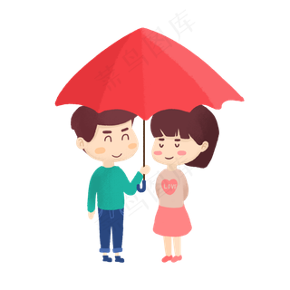 七夕情侣约会卡通