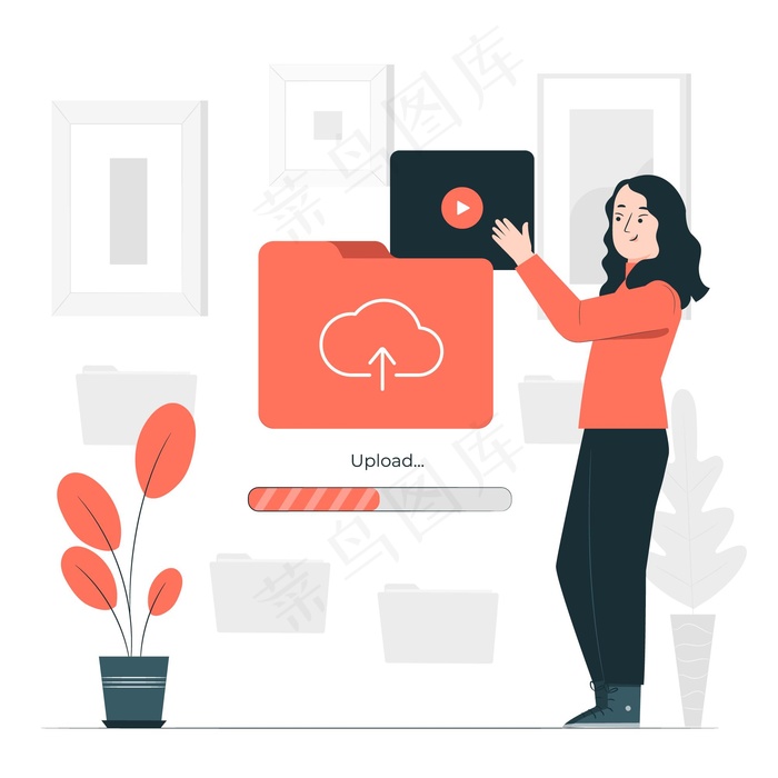 视频上传概念图eps,ai矢量模版下载