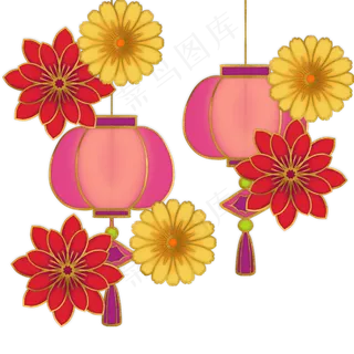 新年花朵灯笼