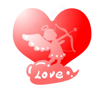 七夕红色情人节卡通丘比特