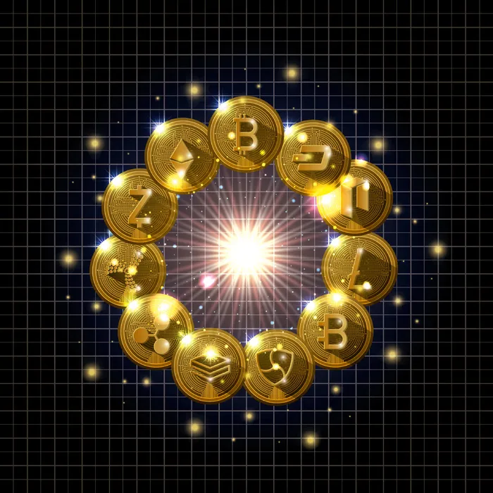 宇宙加密货币黄金集类型图标eps,ai矢量模版下载