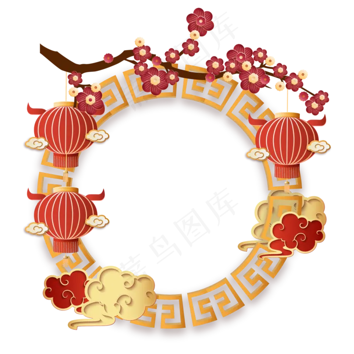 新年剪纸边框(3000X3000(DPI:300))ai矢量模版下载