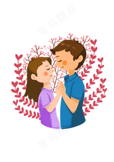 手绘时尚卡通情侣