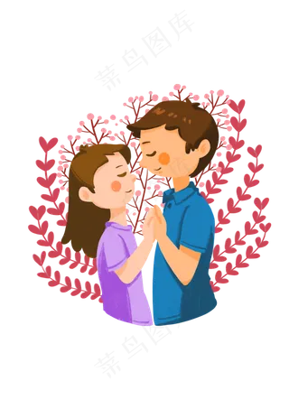 手绘时尚卡通情侣