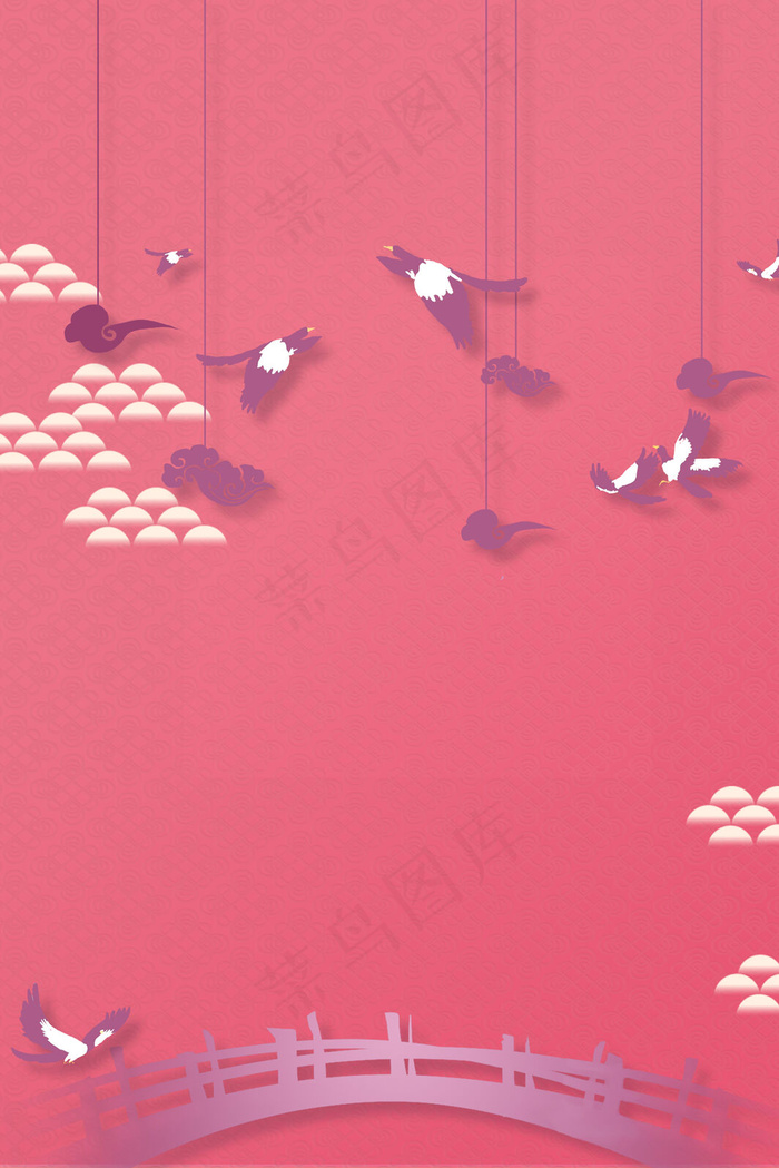 七夕红色简约风海报banner背景