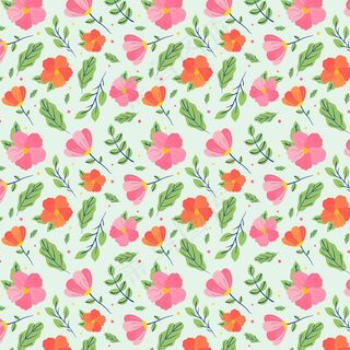 绿色背景上的简约花卉图案