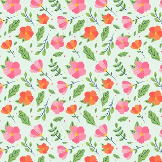 绿色背景上的简约花卉图案