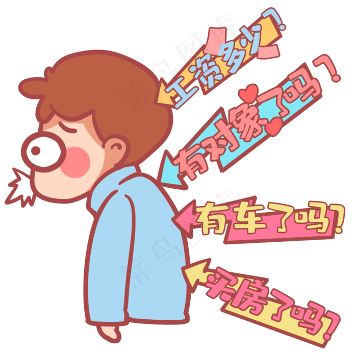 过年被问扎心问题(2000X2000(DPI:300))psd模版下载
