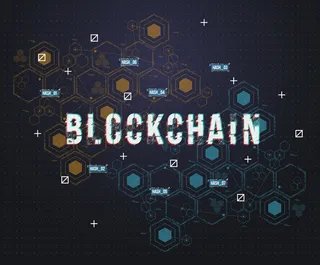 网络和应用程序app的抽象电路网络区块链概念。比特币加密货币技术说明。