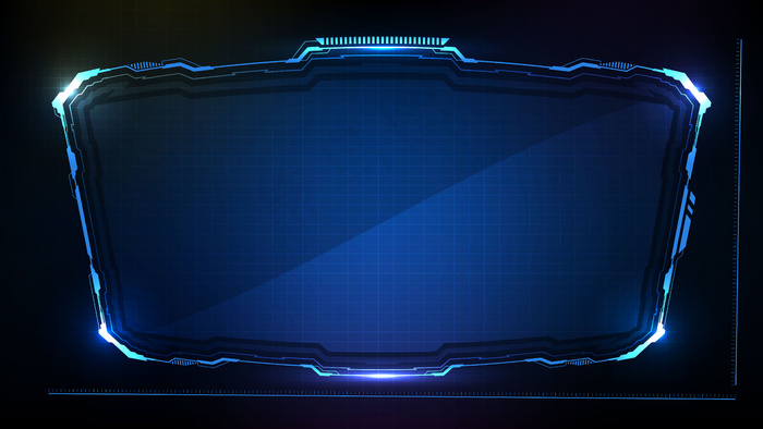 抽象的未来主义背景。蓝色发光科技科幻框架hud ui