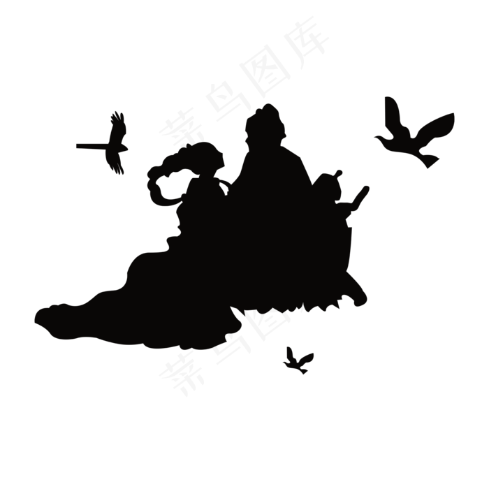 七夕情人节牛郎织女鹊桥相会简约(2000X2000(DPI:150))ai矢量模版下载