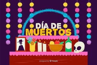 手绘死亡日背景和彩色圆圈