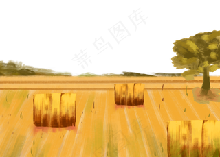 秋天秋季小麦麦垛