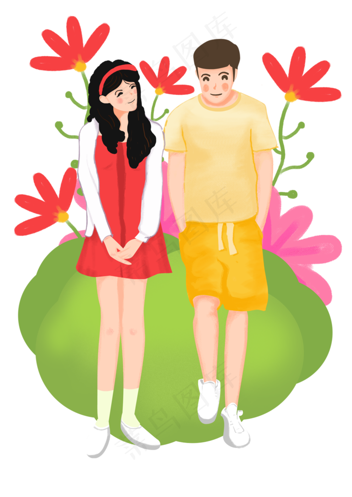 手绘时尚卡通情侣