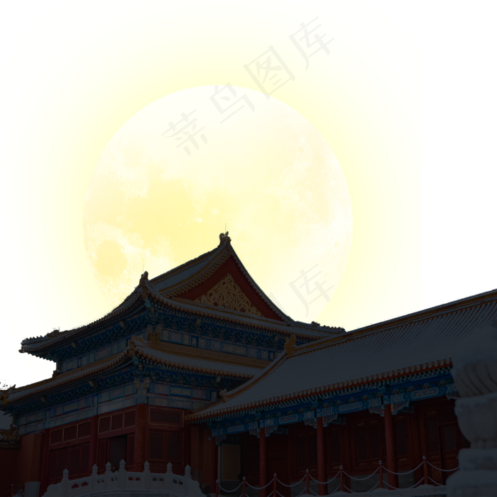 中秋节月亮故宫剪影(2000X2000(DPI:300))psd模版下载