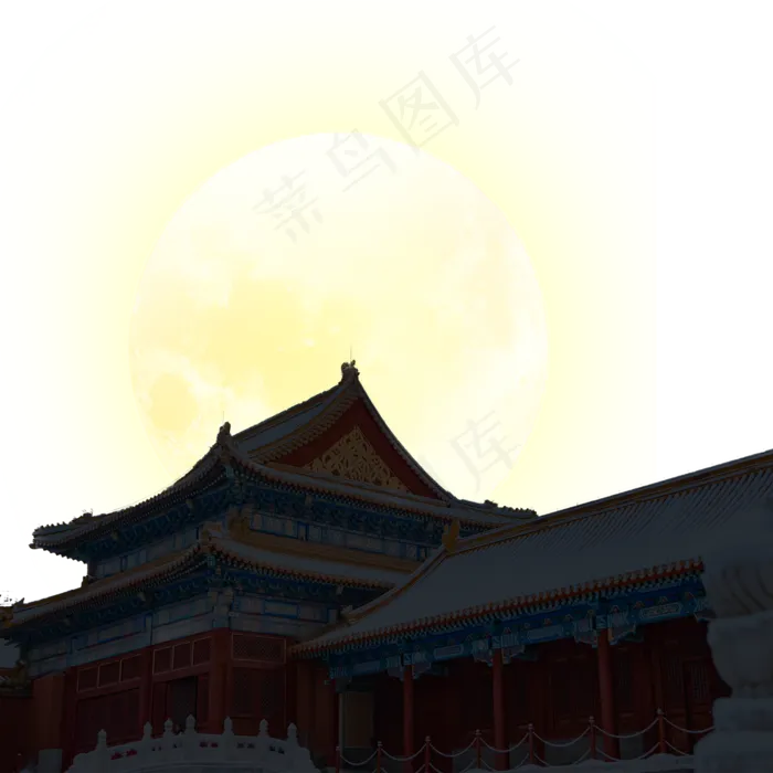中秋节月亮故宫剪影(2000X2000(DPI:300))psd模版下载