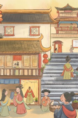 新中国风主题之街道商铺场景