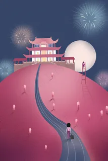 中秋假期旅游休闲赏月烟花风景中秋 中秋假期旅游休闲赏月烟花风景中秋