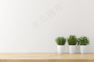 厨房用具背景与白色混凝土墙纹理复制空间文本，三维渲染