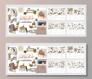 挂历。2021年全年计划，包括所有月份。良好的学校组织和时间表。