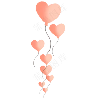 飞起的爱心气球卡通手绘素材免费
