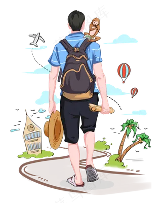 十一长假旅游国庆节微缩免抠图P