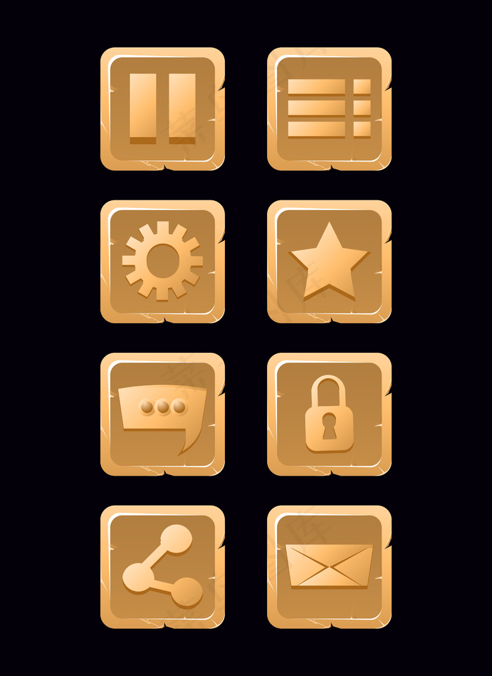 游戏ui木制图标集合