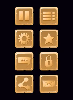 游戏ui木制图标集合