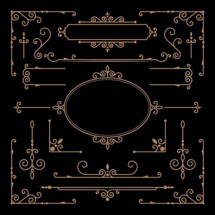 金色书法装饰元素