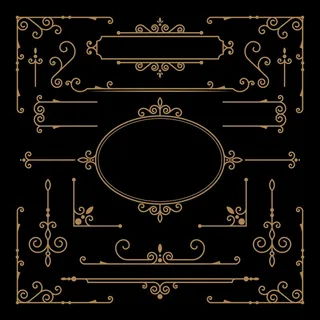 金色书法装饰元素