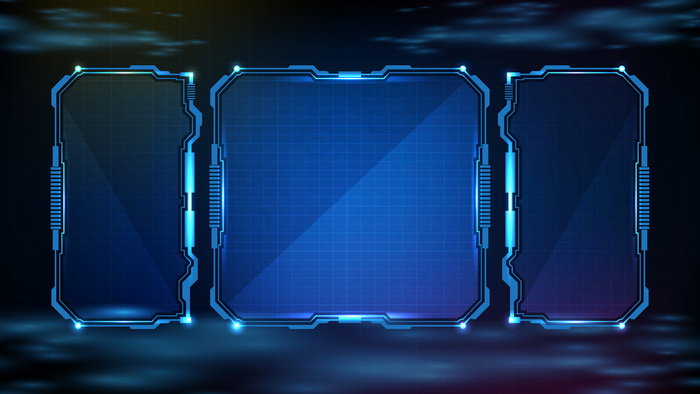 蓝色发光科技的抽象未来背景科幻框架hud ui