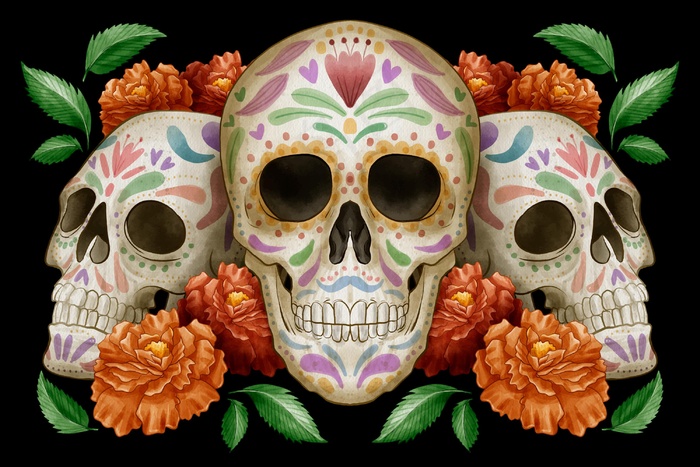 水彩dia de muertos背景eps,ai矢量模版下载