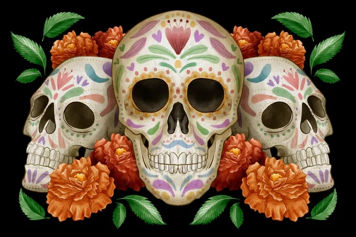 水彩dia de muertos背景eps,ai矢量模版下载