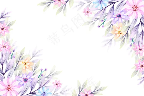 水彩花在柔和的颜色