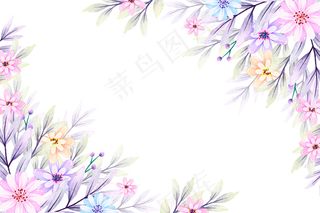 水彩花在柔和的颜色
