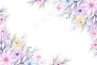 水彩花在柔和的颜色