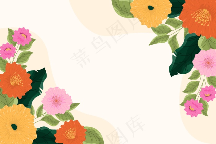 优雅的背景与盛开的花朵