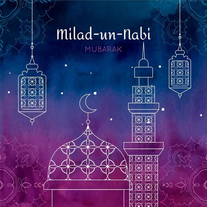 Mawlid milad un nabi用清真寺问候背景eps,ai矢量模版下载