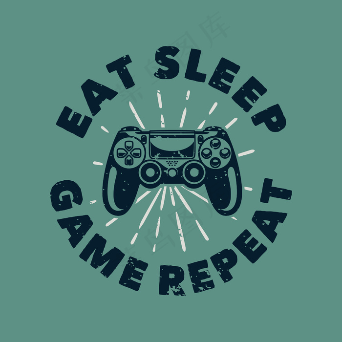 复古标语排版吃睡眠游戏重复