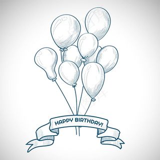 手绘生日气球草图背景