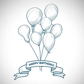 手绘生日气球草图背景
