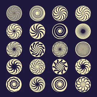 催眠螺旋。黑色径向运动形状旋转笔划元素。