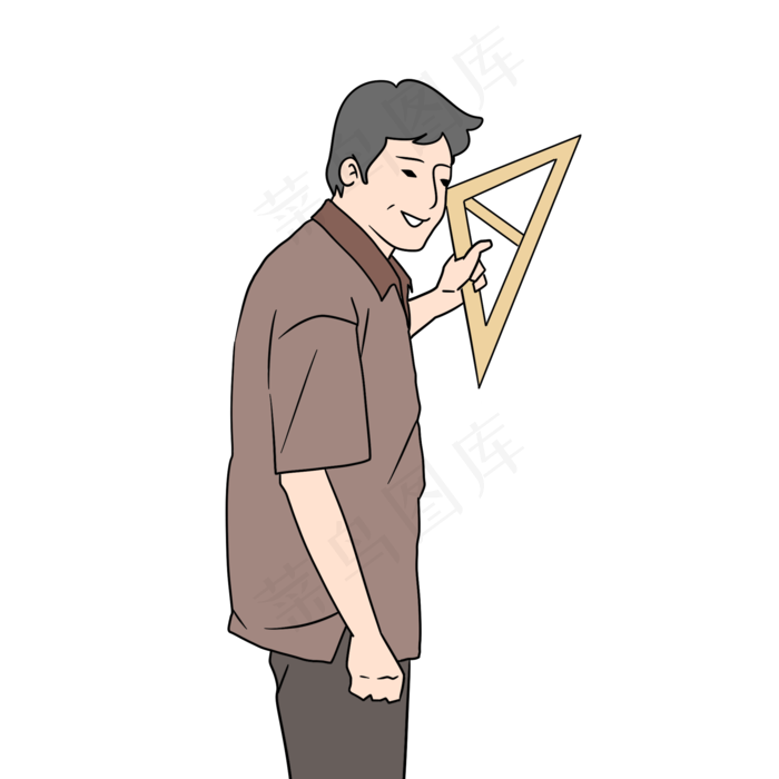教师节卡通上课讲课的数学男老师
